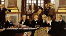 Traité de paix de Versailles en 1919 imposant notamment une trop lourde indemnité de guerre à l'Allemagne